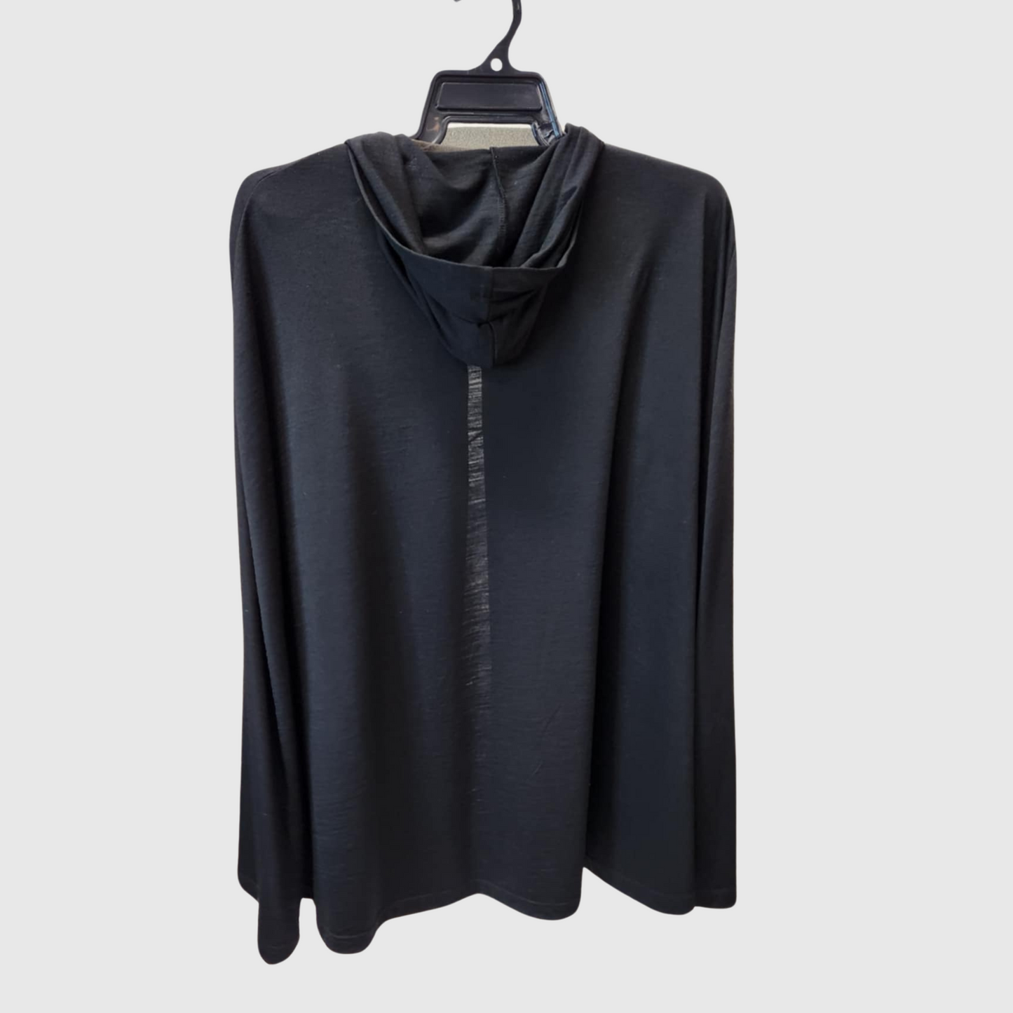 Merino black hood poncho