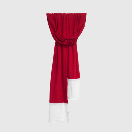 Merino scarf red white