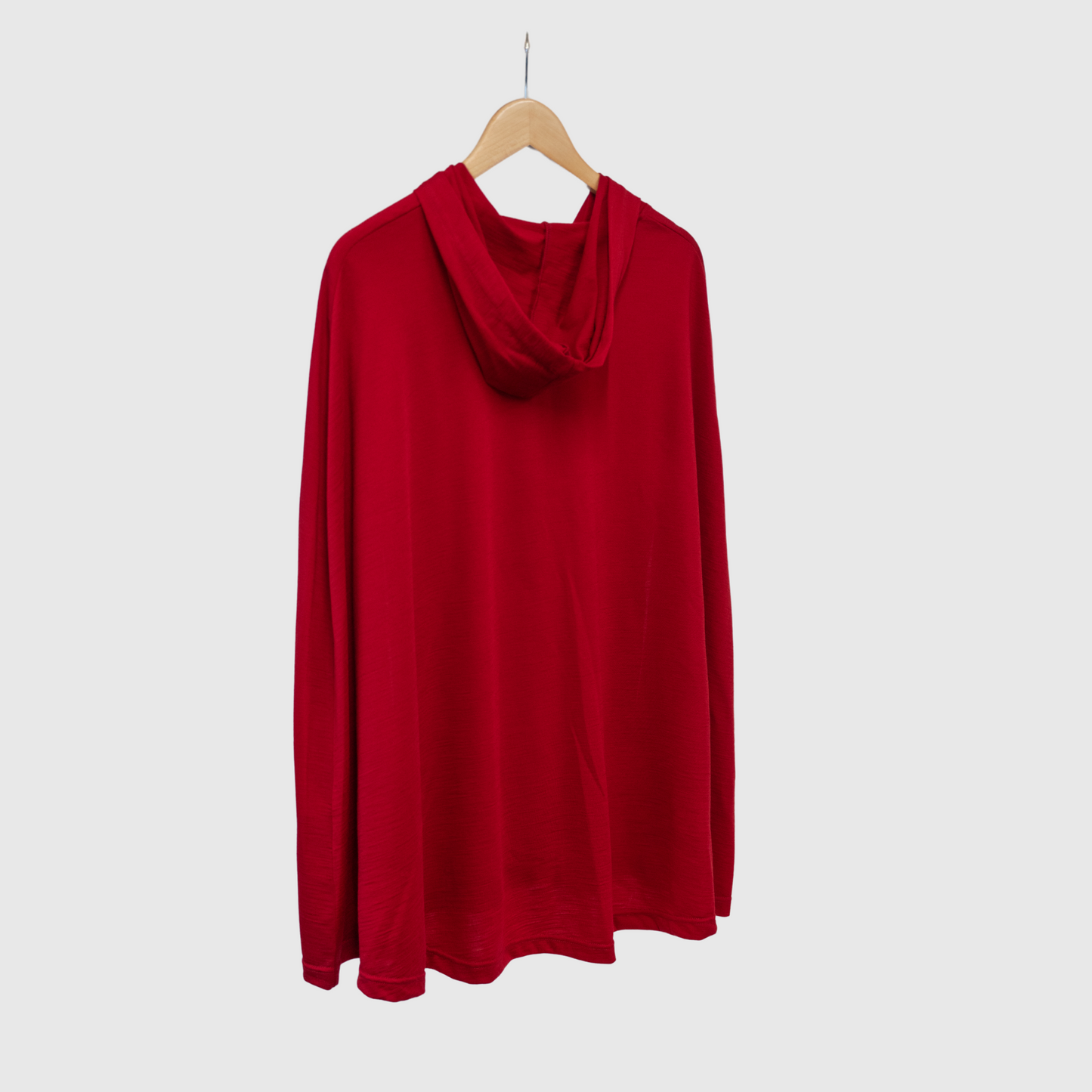 Merino red hood poncho